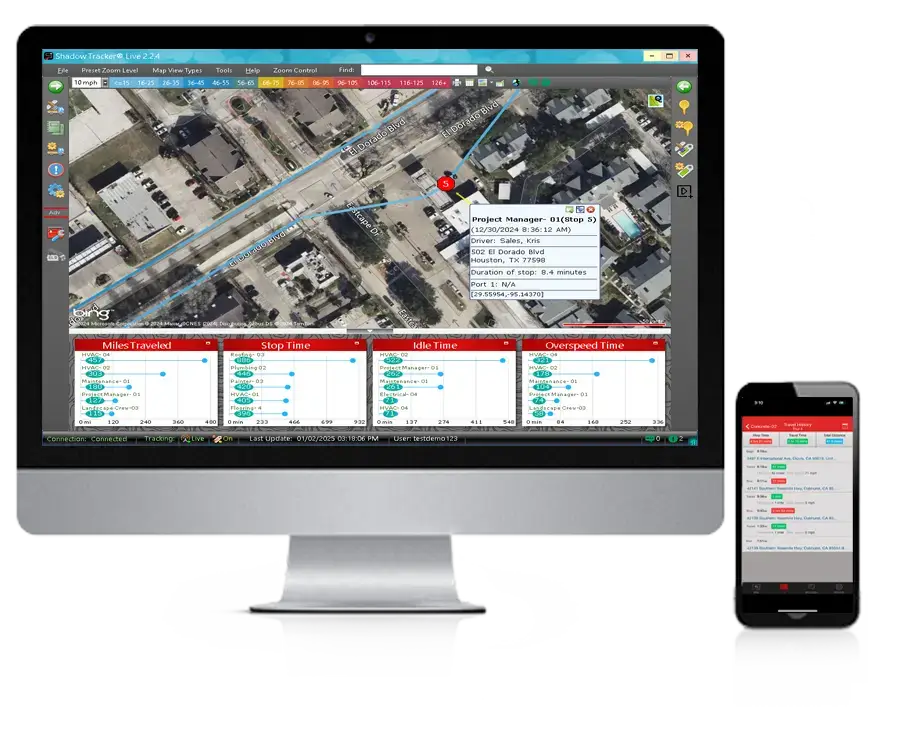 Desktop or Mobile GPS Fleet managmenet